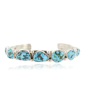 Handmade Nuggets Certified Authentic Navajo .925 Sterling Silver Natural Turquoise Native American Bracelet 12898