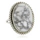 Handmade Oval Navajo .925 Sterling Silver Certified Authentic White Howlite Native American Ring  17025-4