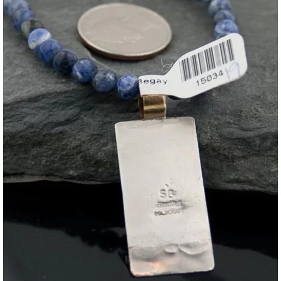 Handmade RARE Certified Authentic Navajo .925 Sterling Silver 12kt Gold Filled Turquoise and LAPIS Native American Necklace 370801544076