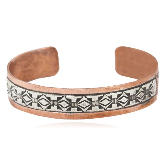 Handmade Sun Certified Authentic Navajo Pure .925 Sterling Silver Copper Native American Bracelet 12809-6 Handmade Sun Certified Authentic Navajo Pure .925 Sterling Silver Copper Native American Bracelet 12809-6