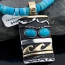 Handmade Wave Certified Authentic Navajo .925 Sterling Silver and 12kt Gold Filled Natural Turquoise Native American Necklace 390589037477