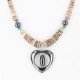 Heart $200 Certified Authentic Navajo .925 Sterling Silver Graduated Melon Shell and Hematite Turquoise Native American Necklace 790101-16