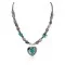 Heart .925 Sterling Silver Certified Authentic Navajo Natural Turquoise Amethyst Hematite Native American Necklace 18276-3