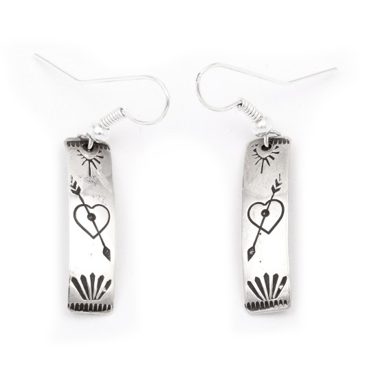 Heart Arrow .925 Sterling Silver Certified Authentic Handmade Navajo Native American Earrings 27259-2