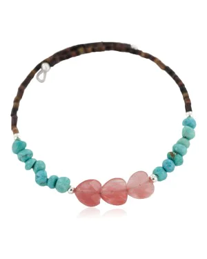 Heart Certified Authentic Natural Pink Quartz Heishi Navajo Native American Adjustable Wrap Bracelet 13151-57