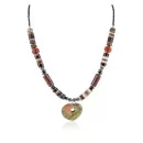 Heart Certified Authentic Navajo .925 Sterling Silver Natural Turquoise Jasper Hematite Native American Necklace 15917-1