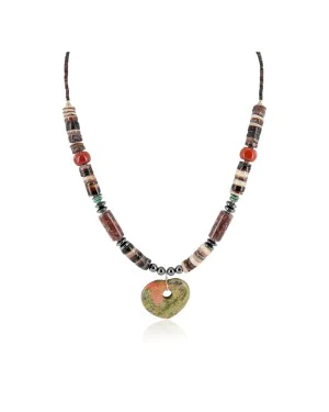 Heart Certified Authentic Navajo .925 Sterling Silver Natural Turquoise Jasper Hematite Native American Necklace 15917-1 Heart Certified Authentic Navajo .925 Sterling Silver Natural Turquoise Jasper Hematite Native American Necklace 15917-1