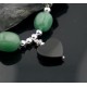 Heart Large Certified Authentic Navajo .925 Sterling Silver Onyx and Green Jade Native American Necklace 390604229718