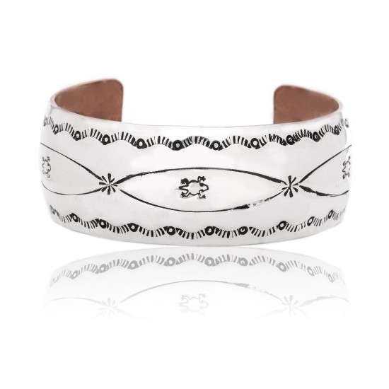 Horny Toad .925 Sterling Silver Pure Copper Certified Authentic Handmade Wide Rare Navajo Native American Cuff Bracelet 24493-1