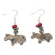 Horse Certified Authentic Navajo .925 Sterling Silver Hooks Natural Turquoise and Green Jasper Coral Dangle Native American Earrings 97002-8