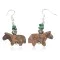 Horse Certified Authentic Navajo .925 Sterling Silver Hooks Natural Turquoise and Jasper Dangle Native American Earrings 97002-3