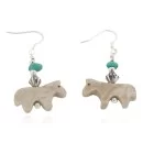 Horse Certified Authentic Navajo .925 Sterling Silver Hooks Natural Turquoise and Jasper Native American Dangle Earrings 97002-10