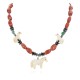 Horse Certified Authentic Navajo .925 Sterling Silver Natural Turquoise Coral Bone Hematite Native American Necklace 16038-2