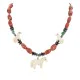 Horse Certified Authentic Navajo .925 Sterling Silver Natural Turquoise Coral Bone Hematite Native American Necklace 16038-2