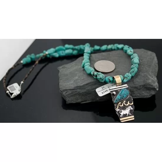 Horse Handmade RARE Certified Authentic Navajo .925 Sterling Silver 12kt Gold Filled Turquoise Native American Necklace 390578017480 Horse Handmade RARE Certified Authentic Navajo .925 Sterling Silver 12kt Gold Filled Turquoise Native American Necklace 390578017480