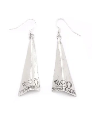 Horse Head Heart Horseshoe .925 Starling Silver Certified Authentic Handmade Navajo Native American Earrings  27265-5