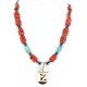 Inlaid Bird Certified Authentic Navajo .925 Sterling Silver Jasper Turquoise Native American Necklace 750114-4