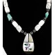 Inlaid Bird Certified Authentic Navajo .925 Sterling Silver WHITE Turquoise Turquoise Native American Necklace 390886333413