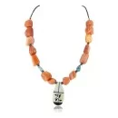 Inlaid BirdCertified Authentic Navajo .925 Sterling Silver Carnelian Turquoise Native American Necklace 370991319039