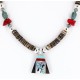 Inlaid BirdCertified Authentic Navajo .925 Sterling Silver Graduated Melon Shell and Coral Native American Necklace 390839374303