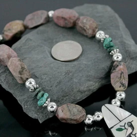 Inlaid BirdCertified Authentic Navajo .925 Sterling Silver Jasper and Turquoise Native American Necklace 15422-74 Inlaid BirdCertified Authentic Navajo .925 Sterling Silver Jasper and Turquoise Native American Necklace 15422-74