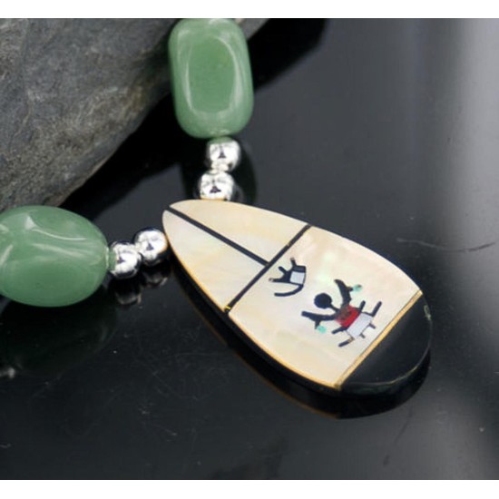 Authentic Navajo Sterling Silver Jade and Turquoise Native American Necklace Authentic Navajo Sterling Silver Jade and Turquoise Native American Necklace