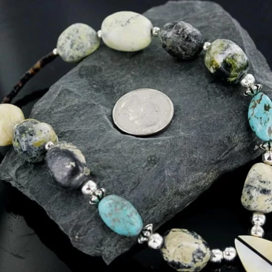 InlaidCertified Authentic Navajo .925 Sterling Silver Jasper Turquoise 0828 Native American Necklace 18108-12 InlaidCertified Authentic Navajo .925 Sterling Silver Jasper Turquoise 0828 Native American Necklace 18108-12