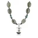 InlaidCertified Authentic Navajo .925 Sterling Silver Jasper Turquoise Native American Necklace 15880-1