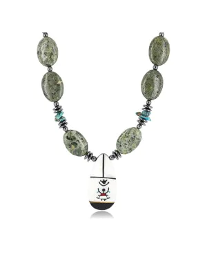 InlaidCertified Authentic Navajo .925 Sterling Silver Jasper Turquoise Native American Necklace 15880-1 InlaidCertified Authentic Navajo .925 Sterling Silver Jasper Turquoise Native American Necklace 15880-1
