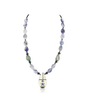 InlaidCertified Authentic Navajo .925 Sterling Silver Lapis Turquoise Native American Necklace 371033899518