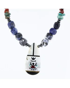 InlaidCertified Authentic Navajo .925 Sterling Silver Lapis Turquoise Native American Necklace 390760779010