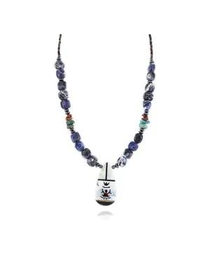 InlaidCertified Authentic Navajo .925 Sterling Silver Lapis Turquoise Native American Necklace 390760779010