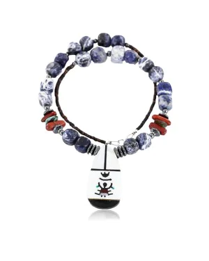 InlaidCertified Authentic Navajo .925 Sterling Silver LAPIS Turquoise Native American Necklace 750116-11