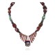 Inlay Certified Authentic Navajo .925 Sterling Silver Natural Turquoise Red Jasper Hematite Coral Mother of Pearl and Black Onyx Native American Necklace 750179-2