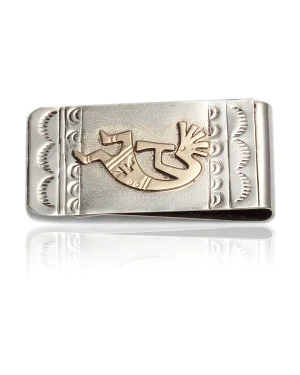 Kokopelli 12kt Gold Filled and .925 Sterling Silver Certified Authentic Handmade Navajo Native American Money Clip NB151218183851