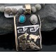Large 12kt Gold Filled, Handmade Bear Wagon Turquoise .925 Sterling Silver Certified Authentic Navajo 1 Native American Necklace 390589681820