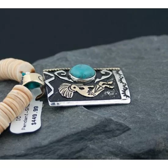 Large 12kt Gold Filled Handmade Kokopelli Certified Authentic Navajo .925 Sterling Silver Turquoise Native American Necklace 370805366233 Large 12kt Gold Filled Handmade Kokopelli Certified Authentic Navajo .925 Sterling Silver Turquoise Native American Necklace 370805366233