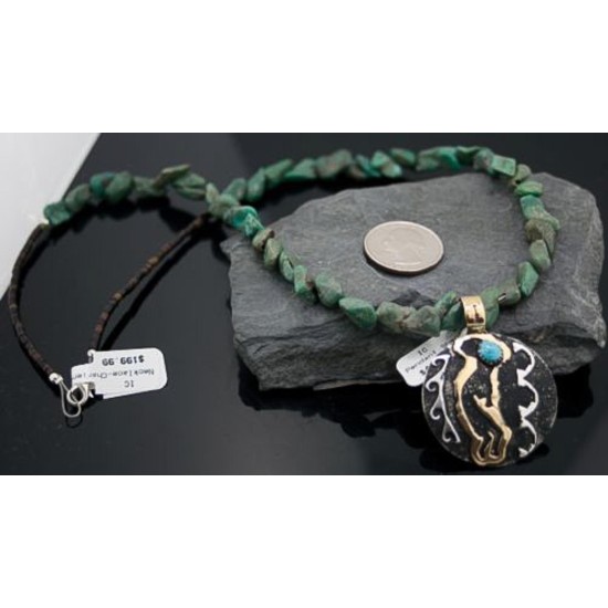 Large 12kt Gold Filled Handmade KokopeLli Certified Authentic Navajo .925 Sterling Silver Turquoise Native American Necklace 370829502798 Large 12kt Gold Filled Handmade KokopeLli Certified Authentic Navajo .925 Sterling Silver Turquoise Native American Necklace 370829502798