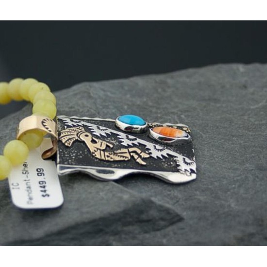 Large 12kt Gold Filled Handmade Kokopelli Certified Authentic Navajo .925 Sterling Silver Turquoise Native American Necklace 390590582539 Large 12kt Gold Filled Handmade Kokopelli Certified Authentic Navajo .925 Sterling Silver Turquoise Native American Necklace 390590582539
