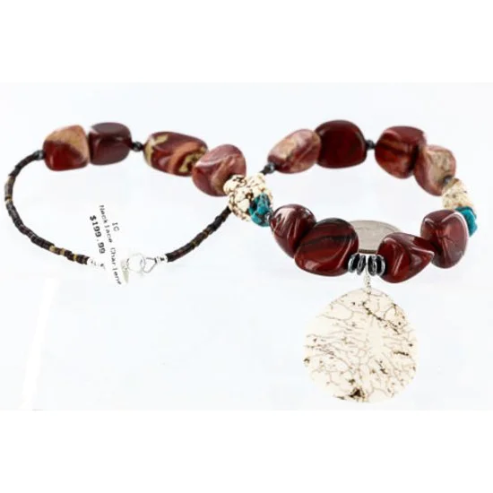 Certified Authentic Navajo .925 Sterling Silver Natural WHITE Turquiose Jasper Native American Necklace 390754340231