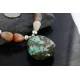 Large $250 Certified Authentic Navajo .925 Sterling Silver Natural Turquoise and Carnelian Native American Necklace 15773-2