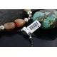 Large $250 Certified Authentic Navajo .925 Sterling Silver Natural Turquoise and Carnelian Native American Necklace 15773-2
