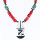 Large $270 Inlaid BirdCertified Authentic Navajo .925 Sterling Silver Coral Hematite Turquoise Native American Necklace 370999096148