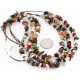 Large Certified Authentic 2 Strand Navajo .925 Sterling Silver Multicolor Natural Stone Native American Necklace 15863-8
