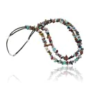 Large Certified Authentic 2 Strand Navajo .925 Sterling Silver Multicolor Natural Stone Native American Necklace 370892803202