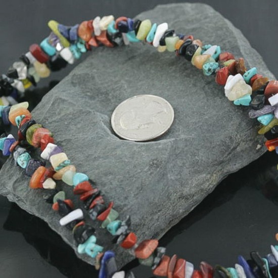 Large Certified Authentic 2 Strand Navajo .925 Sterling Silver Multicolor Natural Stone Native American Necklace 370909194651 Large Certified Authentic 2 Strand Navajo .925 Sterling Silver Multicolor Natural Stone Native American Necklace 370909194651