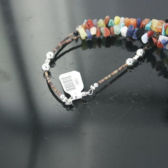 Large Certified Authentic 2 Strand Navajo .925 Sterling Silver Multicolor Natural Stone Native American Necklace 370909194651 Large Certified Authentic 2 Strand Navajo .925 Sterling Silver Multicolor Natural Stone Native American Necklace 370909194651