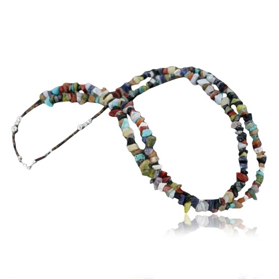 Large Certified Authentic 2 Strand Navajo .925 Sterling Silver Multicolor Natural Stone Native American Necklace 370910490662 Large Certified Authentic 2 Strand Navajo .925 Sterling Silver Multicolor Natural Stone Native American Necklace 370910490662