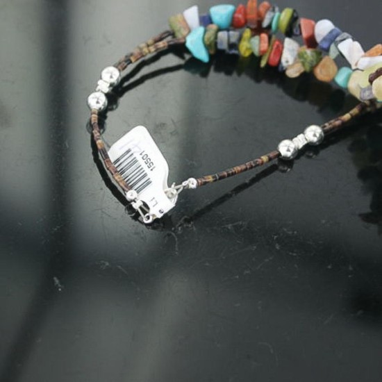 Large Certified Authentic 2 Strand Navajo .925 Sterling Silver Multicolor Natural Stone Native American Necklace 370910490662 Large Certified Authentic 2 Strand Navajo .925 Sterling Silver Multicolor Natural Stone Native American Necklace 370910490662