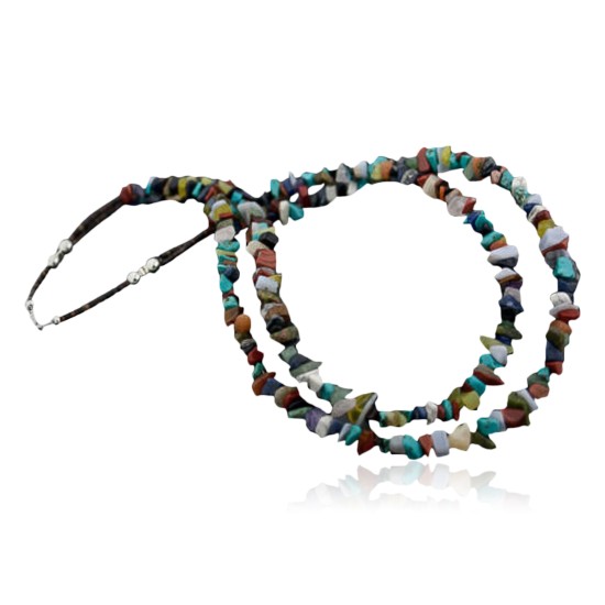 Large Certified Authentic 2 Strand Navajo .925 Sterling Silver Multicolor Natural Stone Native American Necklace 390642624449 Large Certified Authentic 2 Strand Navajo .925 Sterling Silver Multicolor Natural Stone Native American Necklace 390642624449